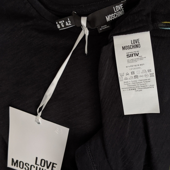 Love Moschino Top Oversize Side Zip Elbow Length Neon Toggle Pulls Black M NWT - Picture 14 of 14